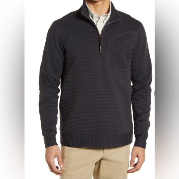 Billy Reid Quilted Half Zip Navy Blue Size m - Picture 1 of 7